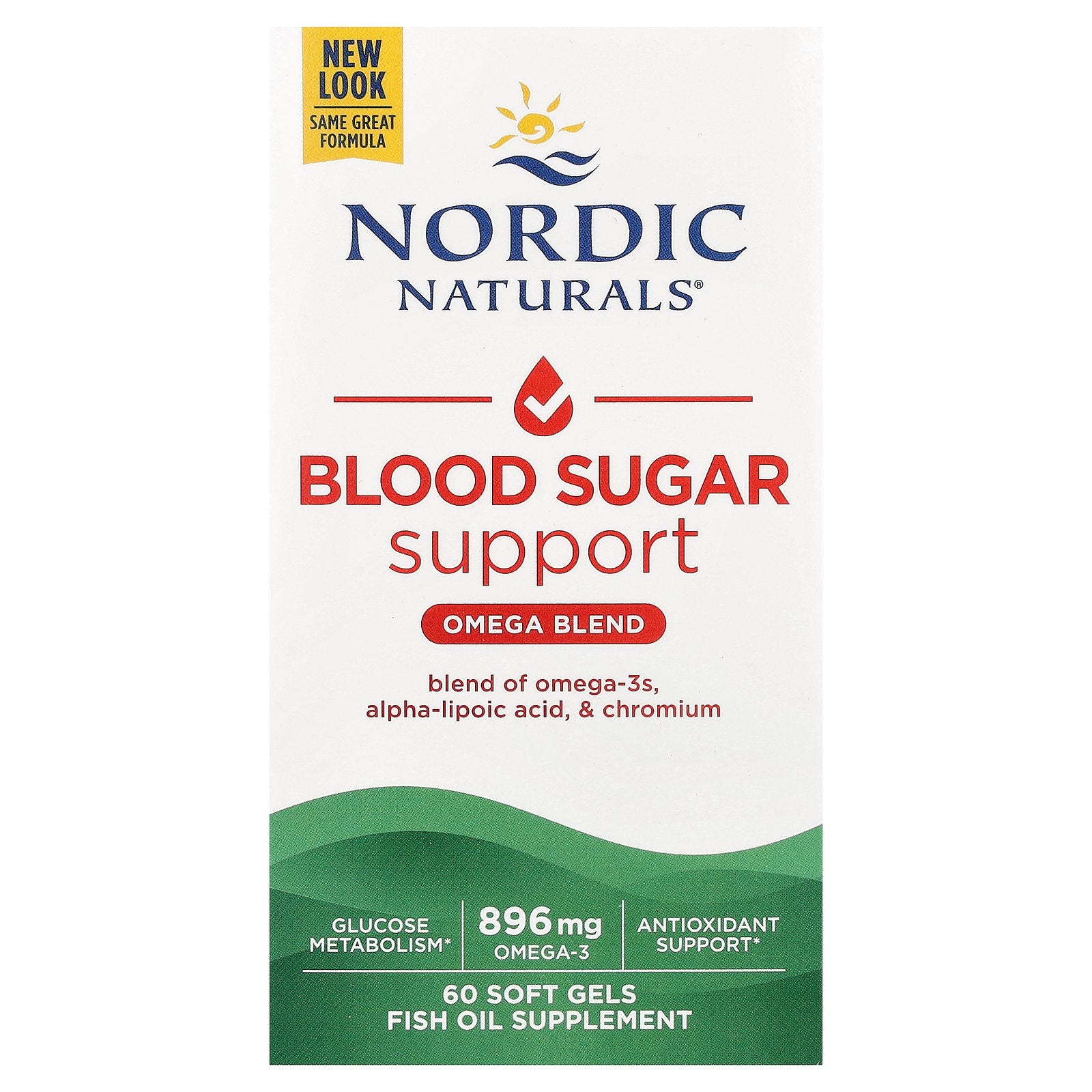 Nordic Naturals, Blood Sugar Support, Omega Blend, 60 Soft Gels