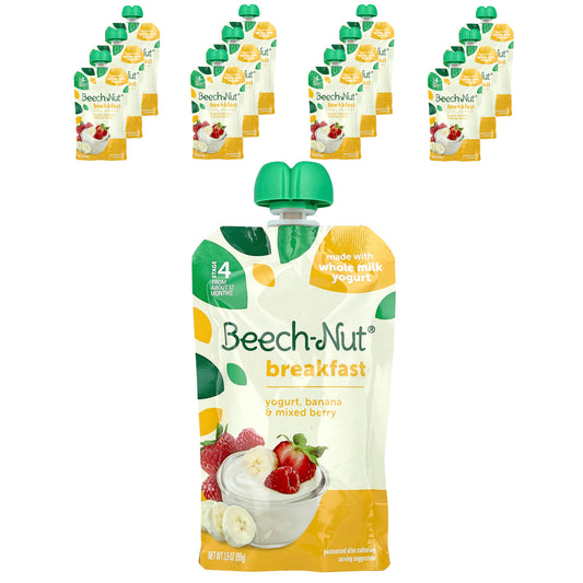 Beech-Nut, Breakfast, 12+ Months, Yogurt, Banana & Mixed Berry, 12 Pouches, 3.5 oz (99 g) Each