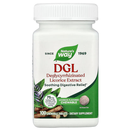 Nature's Way, DGL, Licorice, 100 Chewable Tablets