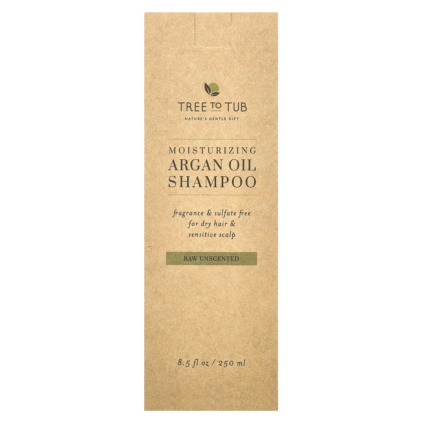 Tree To Tub, Moisturizing Argan Oil Shampoo, For Dry Hair & Sensitive Scalp, Raw Unscented , 8.5 fl oz (250 ml)