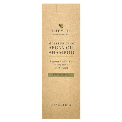 Tree To Tub, Moisturizing Argan Oil Shampoo, For Dry Hair & Sensitive Scalp, Raw Unscented , 8.5 fl oz (250 ml)
