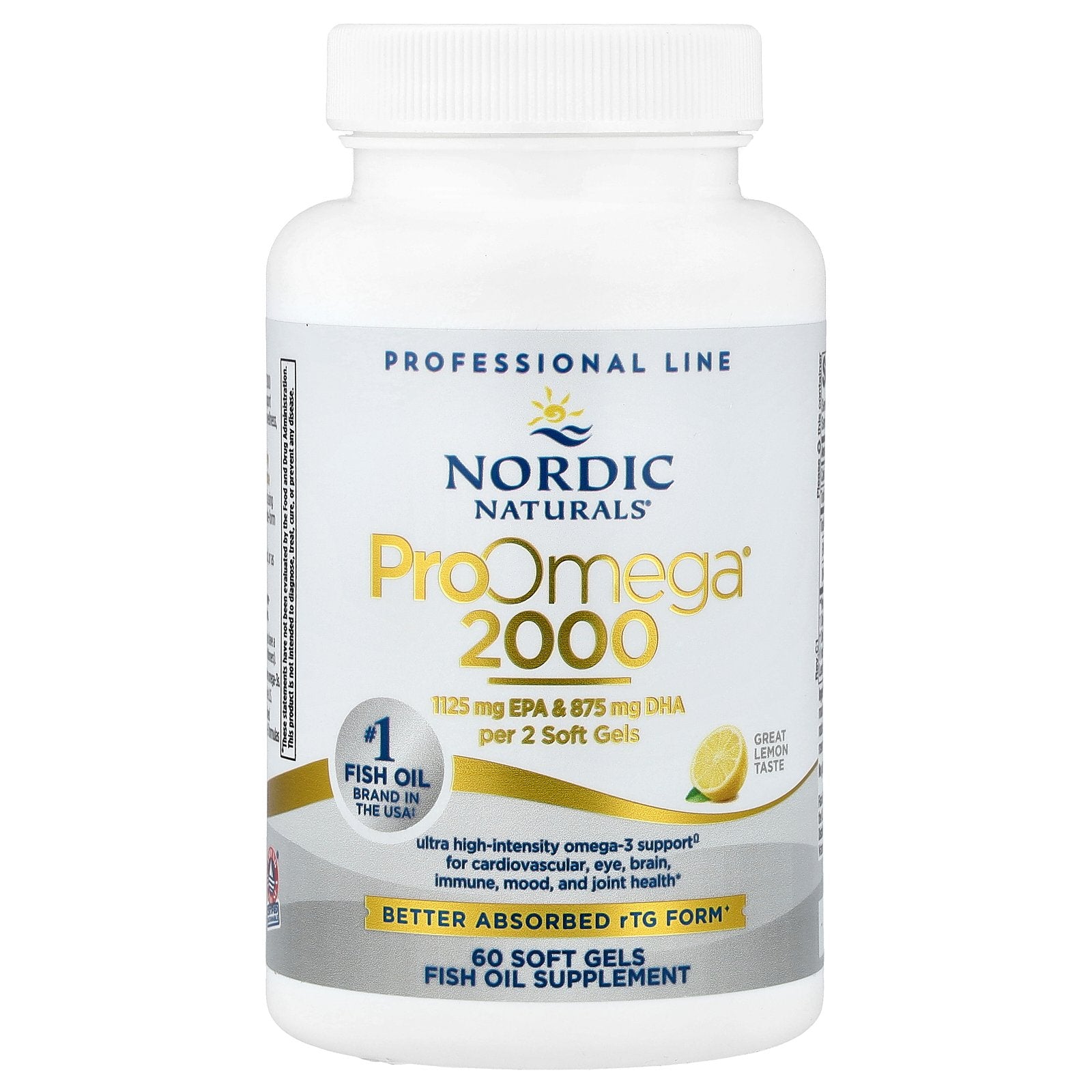 Nordic Naturals, ProOmega® 2000, Lemon, 60 Soft Gels (1,075 mg per Soft Gel)