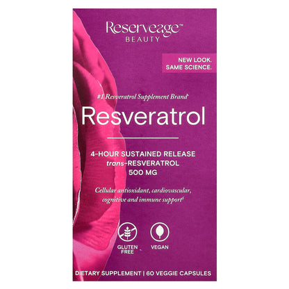 Reserveage Beauty, Resveratrol, 60 Veggie Capsules