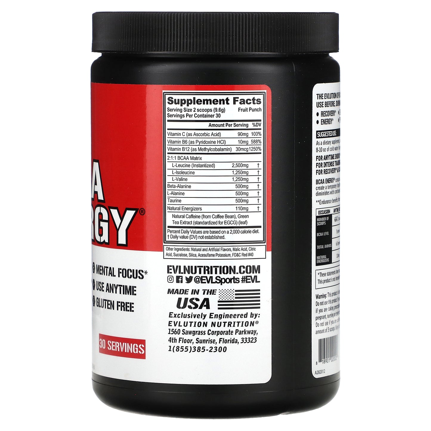 EVLution Nutrition, BCAA Energy®, Fruit Punch, 10.16 oz (288 g)
