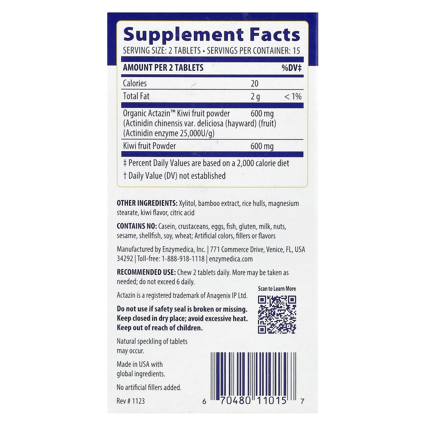 Enzymedica, Kiwi Regularity, Kiwi, 30 Tablets