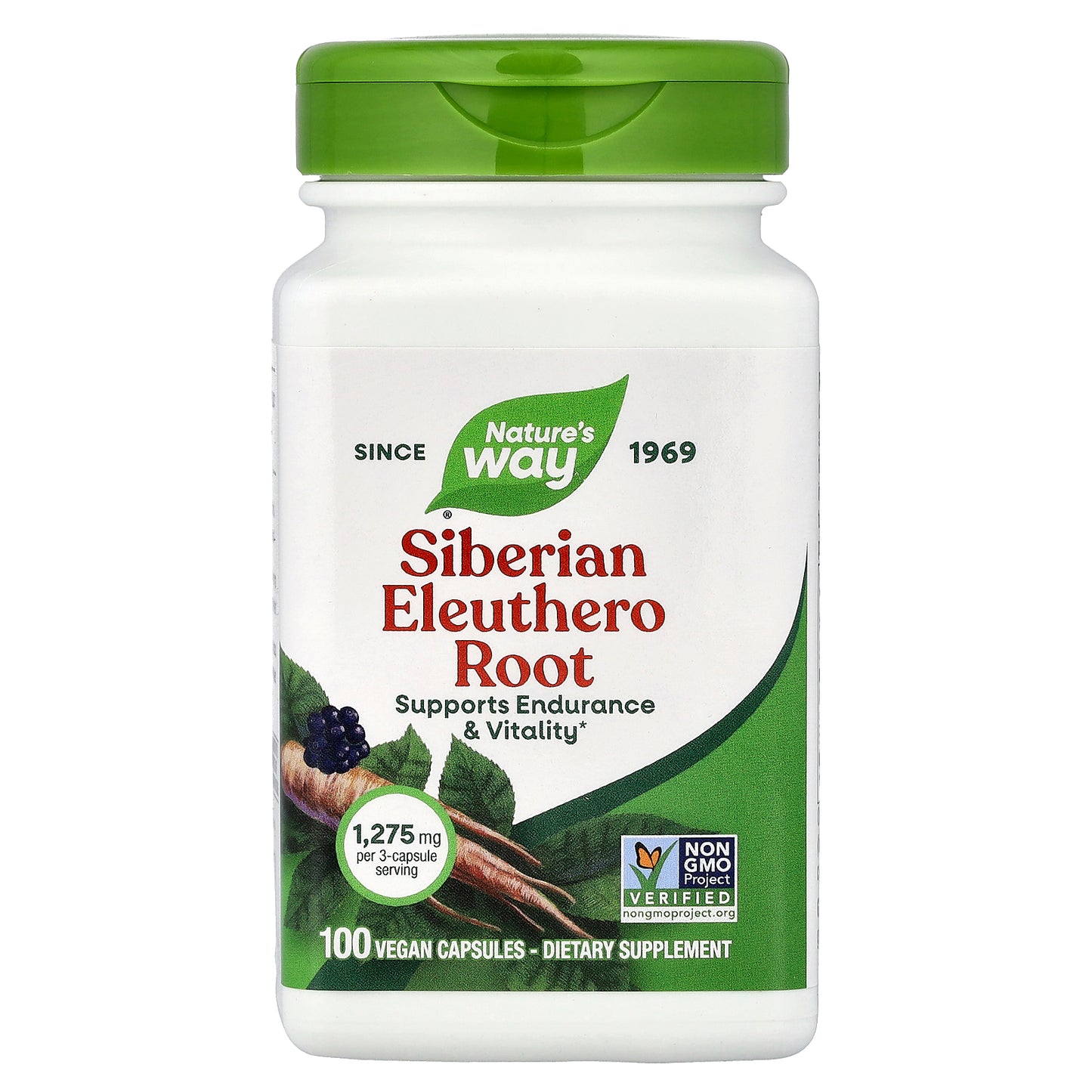 Nature's Way, Siberian Eleuthero Root, 100 Vegan Capsules (425 mg per Capsule)