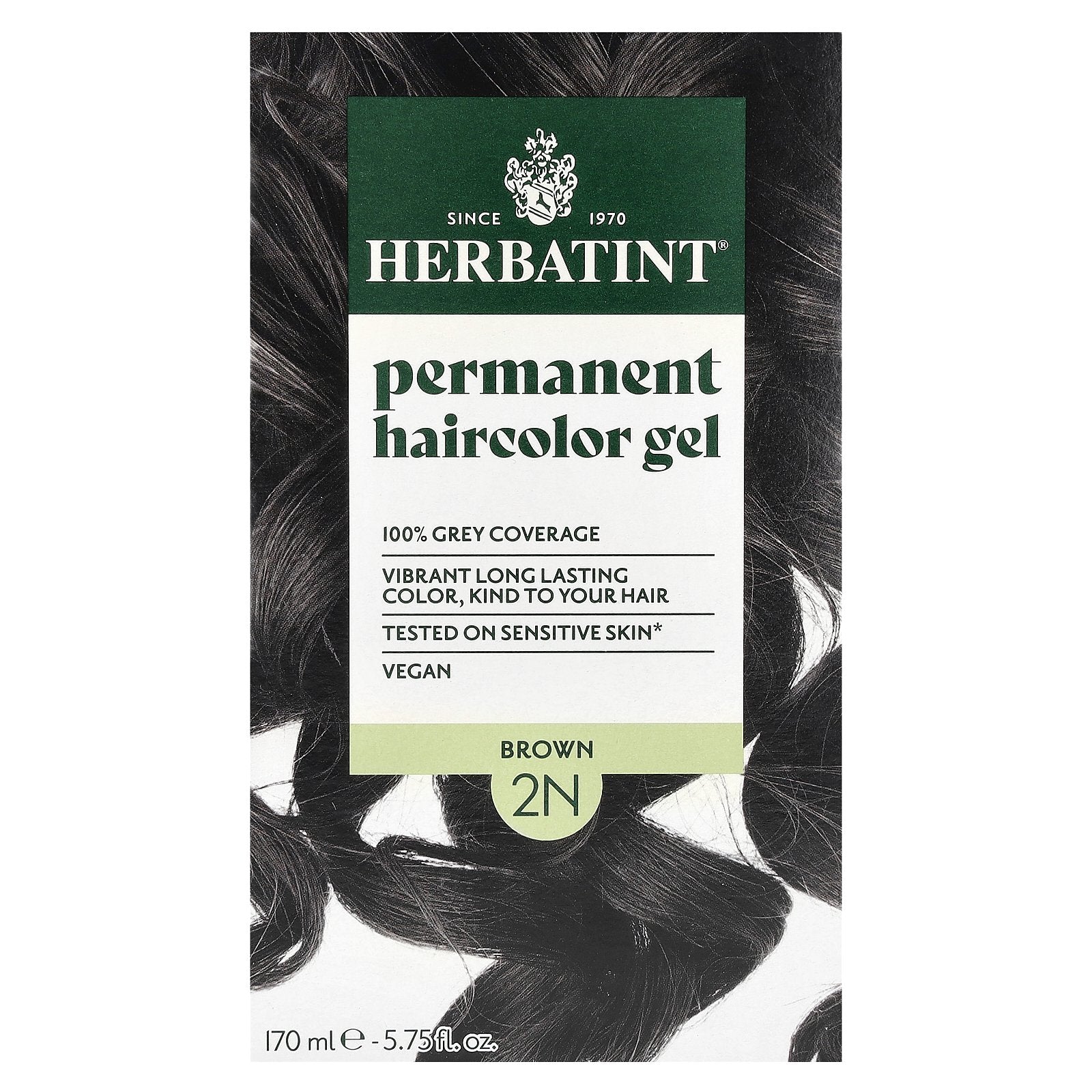 Herbatint, Permanent Haircolor Gel, 2N Brown, 5.75 fl oz (170 ml)