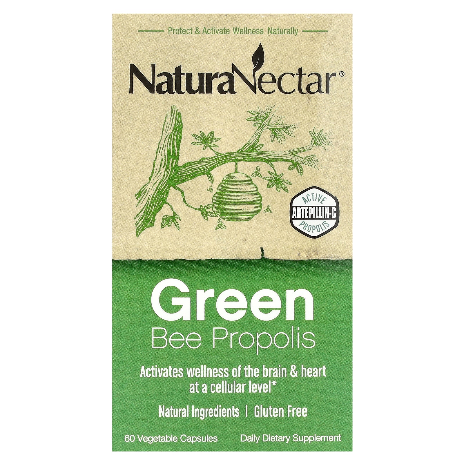 NaturaNectar, Green Bee Propolis, 60 Vegetable Capsules