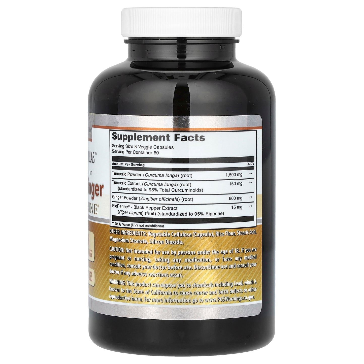 Amazing Nutrition, Turmeric & Ginger with BioPerine, 180 Veggie Capsules