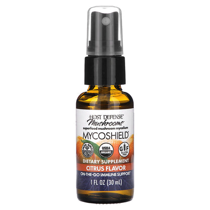 Host Defense, Mushrooms, MycoShield Spray, Citrus, 1 fl oz (30 ml)