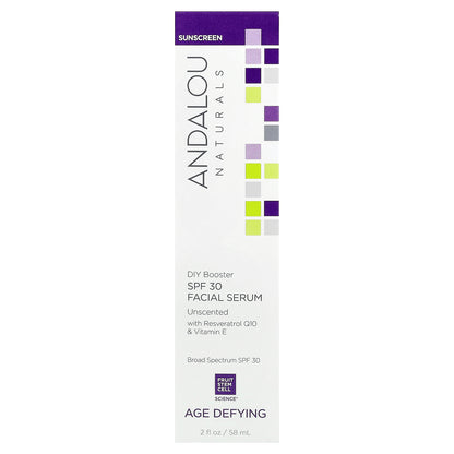 Andalou Naturals, Age Defying Facial Serum, SPF 30, Unscented, 2 fl oz (58 ml)