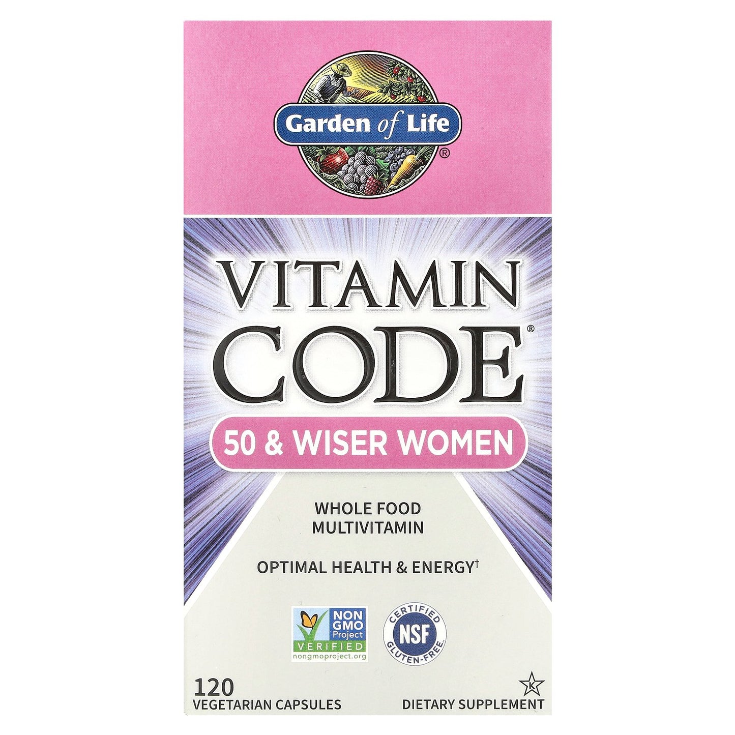 Garden of Life, Vitamin Code®, Whole Food Multivitamin For 50 & Wiser Women, 120 Vegetarian Capsules