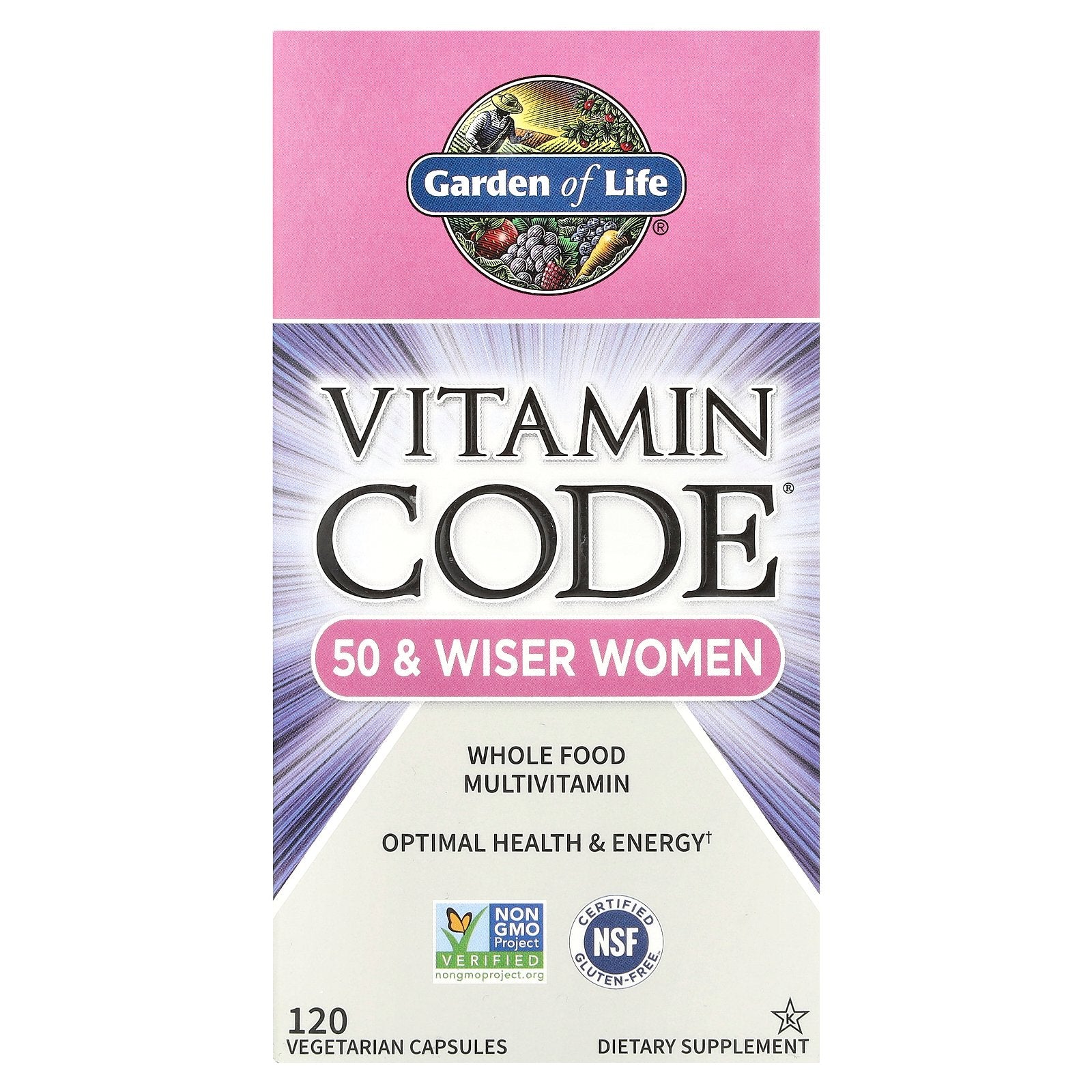 Garden of Life, Vitamin Code®, Whole Food Multivitamin For 50 & Wiser Women, 120 Vegetarian Capsules