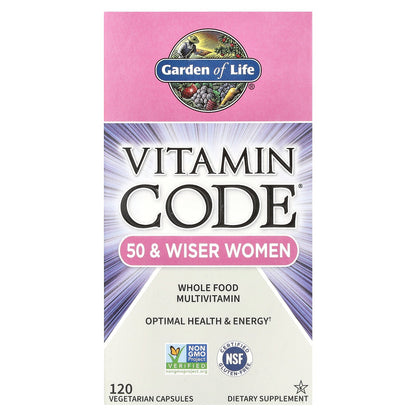 Garden of Life, Vitamin Code®, Whole Food Multivitamin For 50 & Wiser Women, 120 Vegetarian Capsules