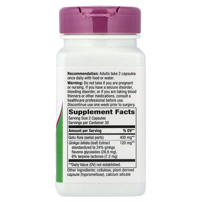 Nature's Way, Ginkgo, Standardized Extract, 60 Vegan Capsules