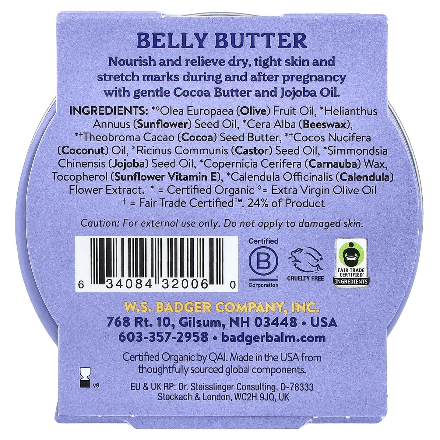 Badger, Organic Belly Butter, Cocoa Butter & Calendula,  2 oz (56 g)