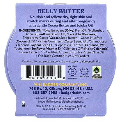 Badger, Organic Belly Butter, Cocoa Butter & Calendula,  2 oz (56 g)