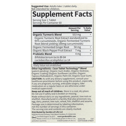 Garden of Life, Organics, Turmeric, Inflammatory Response, 60 Vegan Tablets