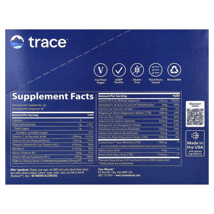 Trace, Power Pak, Pomegranate Blueberry, 30 Stick Packs, 0.22 oz (6.1 g) Each