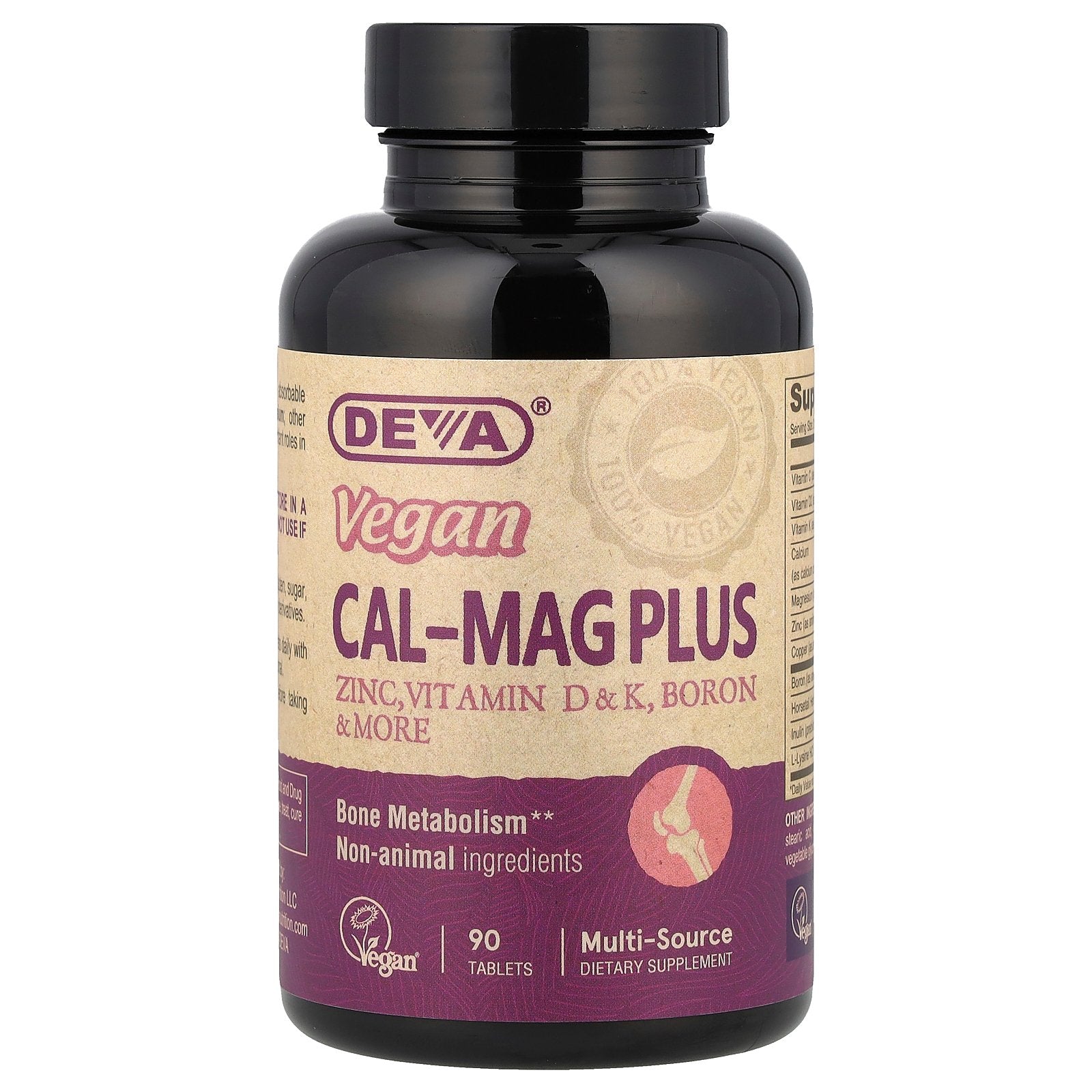 Deva, Vegan Cal-Mag Plus, 90 Tablets