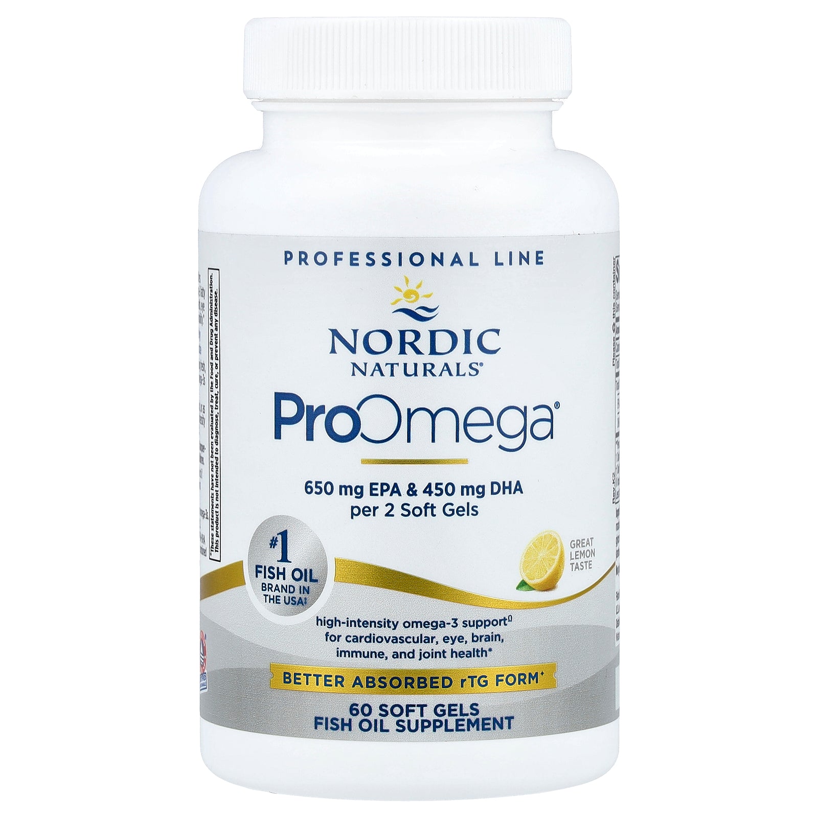Nordic Naturals, ProOmega®, Lemon, 60 Soft Gels (640 mg per Soft Gel)