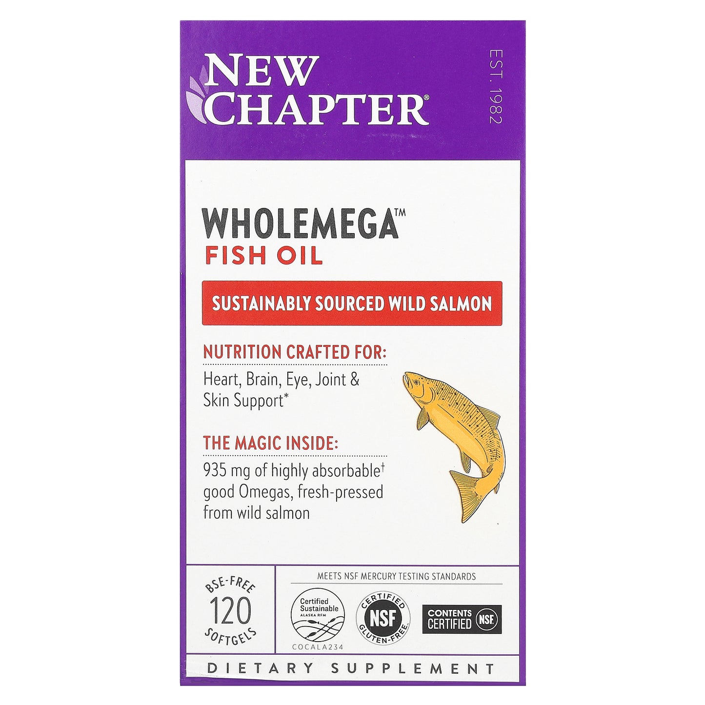 New Chapter, Wholemega Fish Oil, 120 BSE-Free Softgels