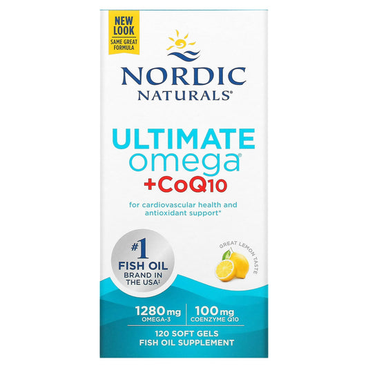 Nordic Naturals, Ultimate Omega + CoQ10, Lemon, 1,280 mg, 120 Soft Gels (640 mg per Soft Gel)