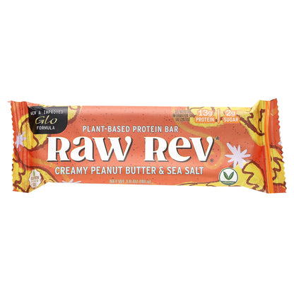 Raw Rev, Plant-Based Protein Bar, Creamy Peanut Butter & Sea Salt, 12 Bars, 1.6 oz (46 g) Each