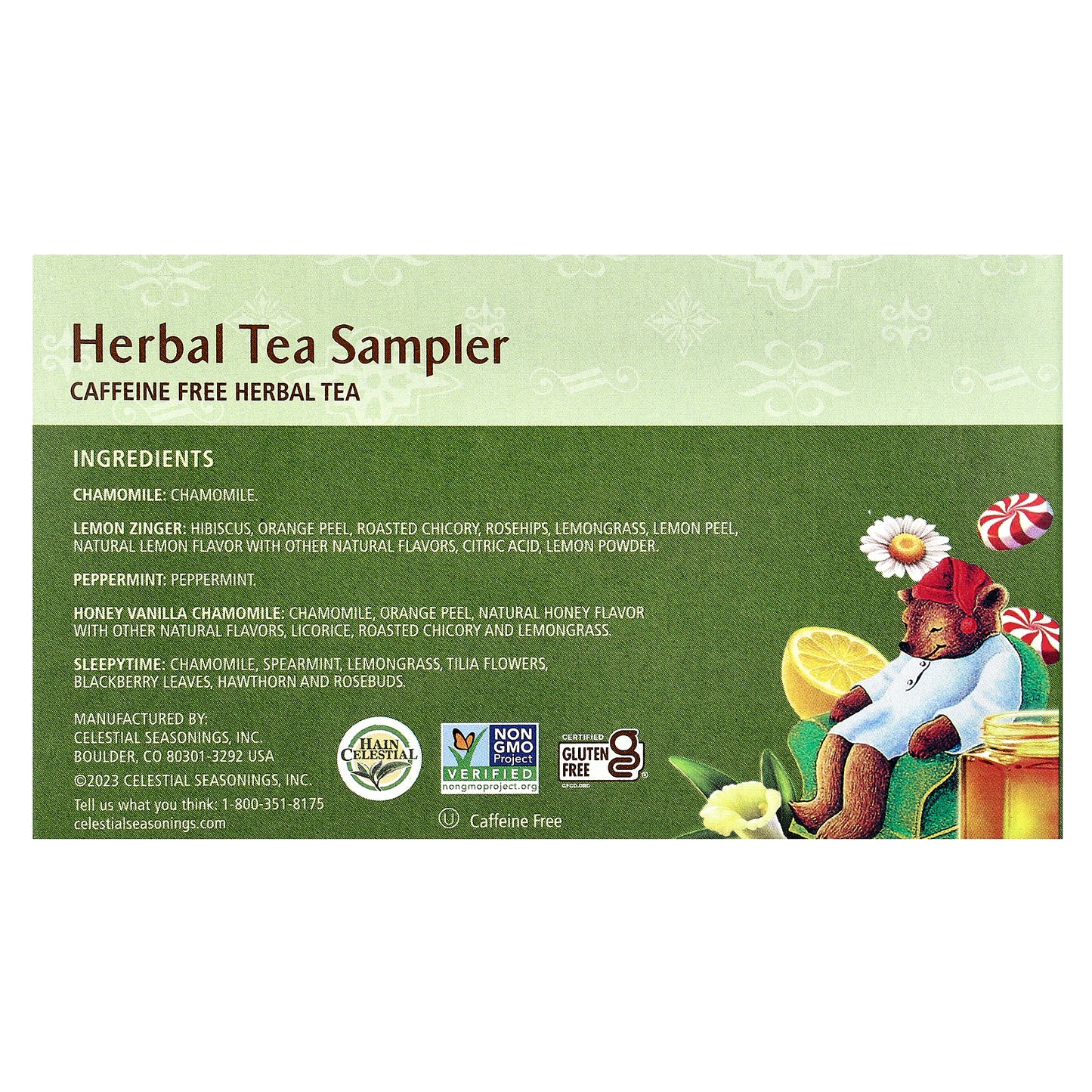 Celestial Seasonings, Herbal Tea Sampler, 5 Flavors, Caffeine Free, 18 Tea Bags, 1.1 oz (31 g)