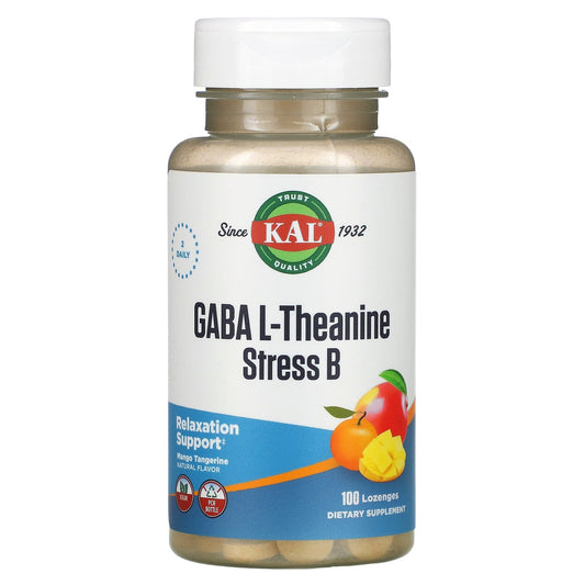 KAL, GABA L-Theanine Stress B, Mango Tangerine, 100 Lozenges