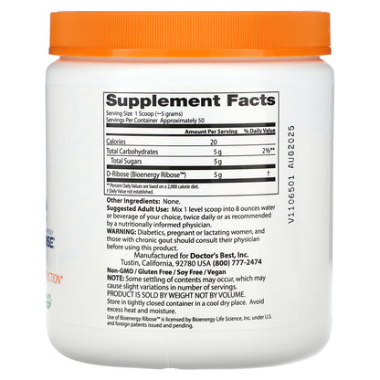 Doctor's Best, Pure D-Ribose Powder, 8.8 oz (250 g)