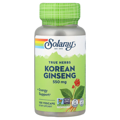 Solaray, True Herbs, Korean Ginseng, 550 mg, 100 VegCaps