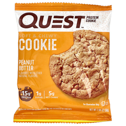 Quest Nutrition, Protein Cookie, Peanut Butter, 12 Cookies, 2.04 oz (58 g) Each