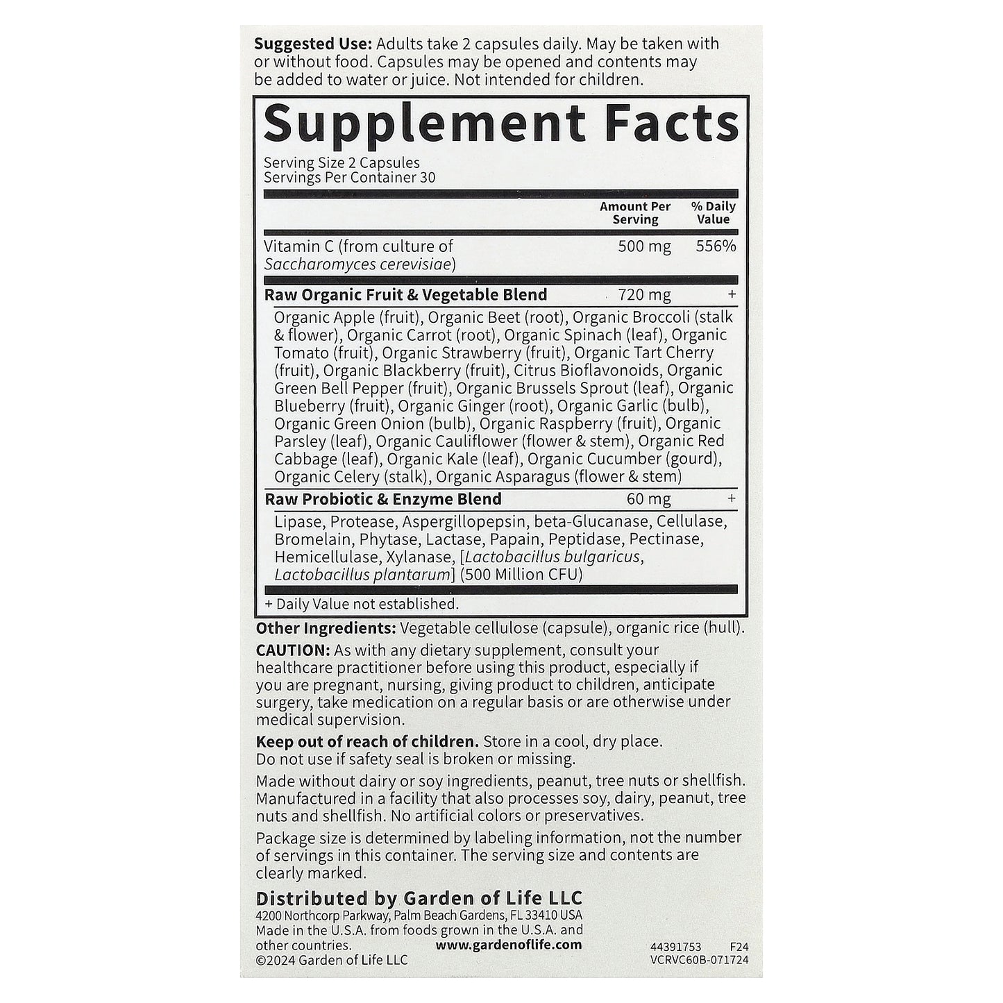 Garden of Life, Vitamin Code®, RAW Vitamin C™, 60 Vegan Capsules