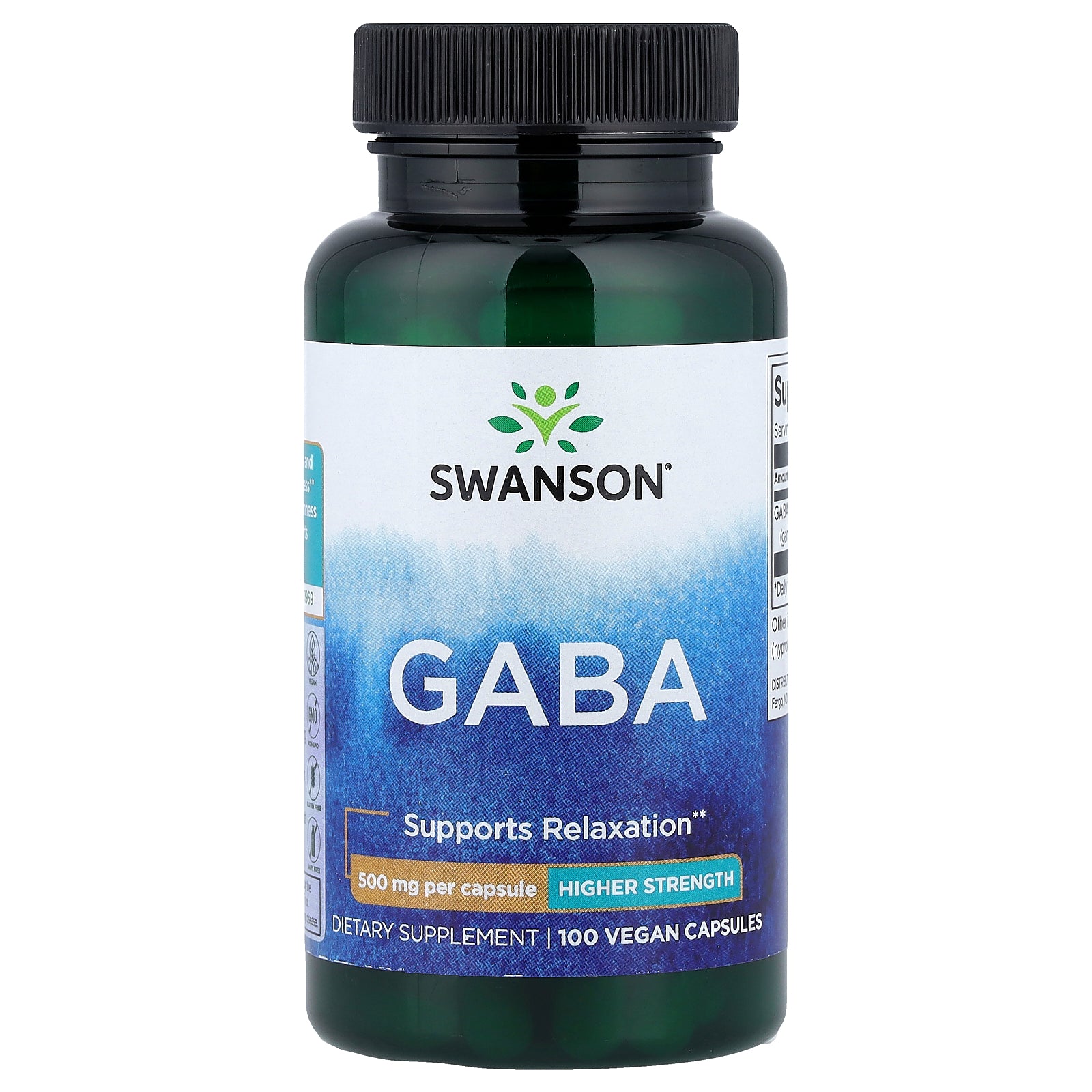Swanson, GABA, 500 mg, 100 Vegan Capsules