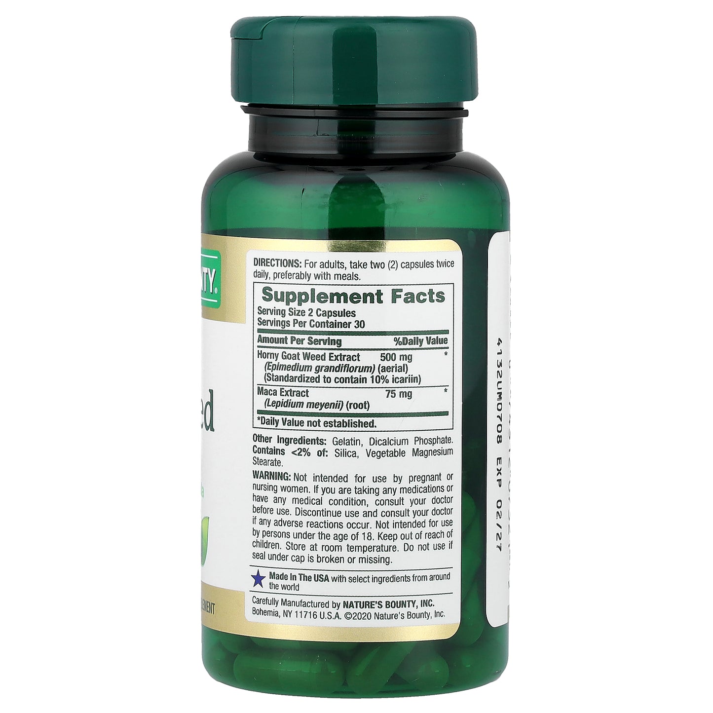 Nature's Bounty, Horny Goat Weed with Maca, 60 Capsules