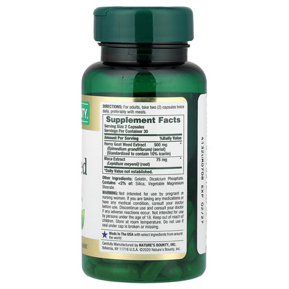 Nature's Bounty, Horny Goat Weed with Maca, 60 Capsules