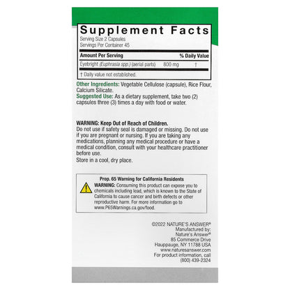 Nature's Answer, Eyebright, 90 Vegetarian Capsules (400 mg per Capsule)