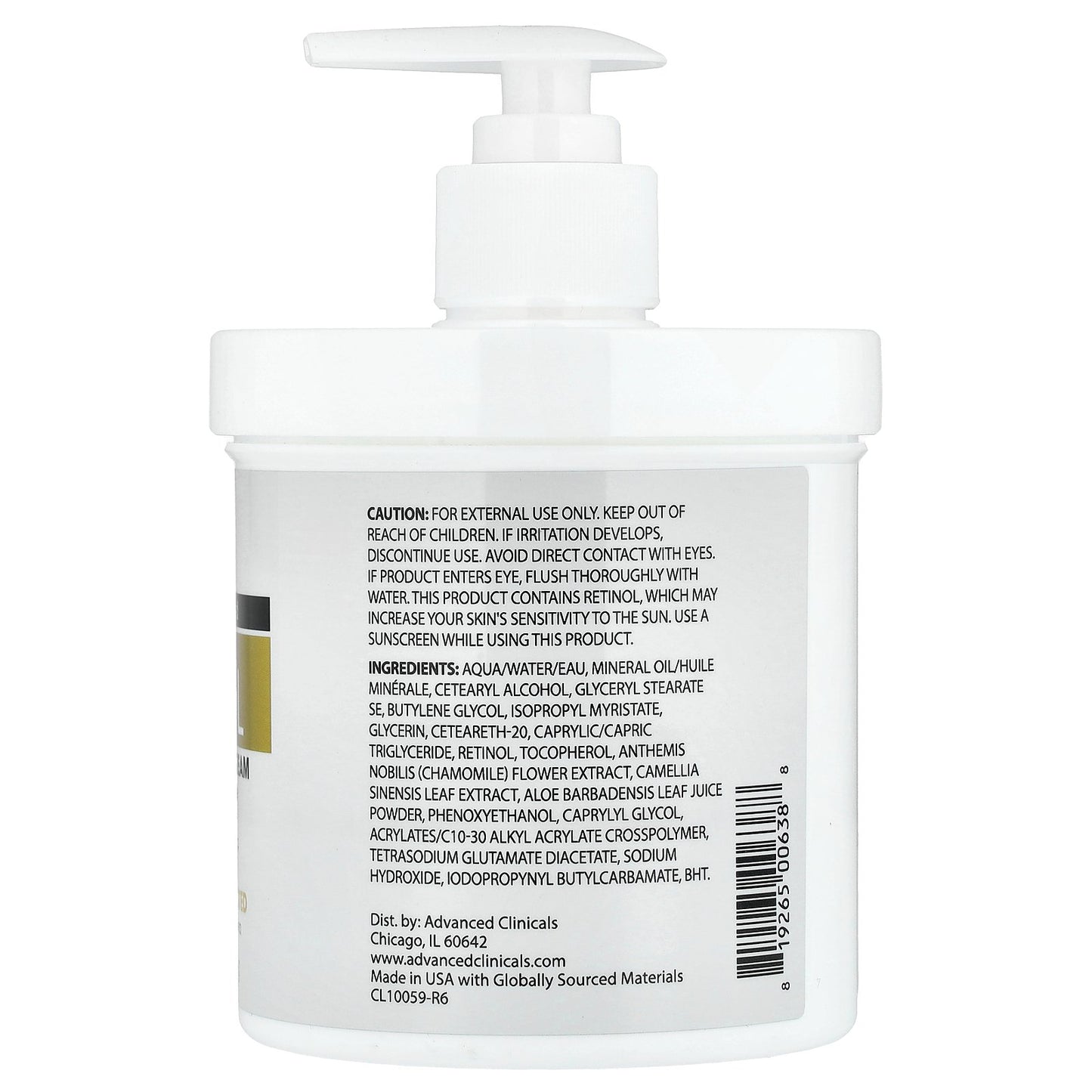 Advanced Clinicals, Retinol, Advanced Firming Cream, 16 oz (454 g)