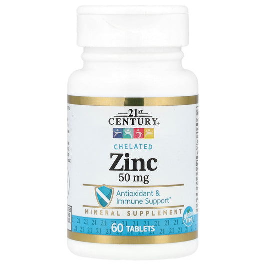 21st Century, Chelated Zinc, 60 Tablets