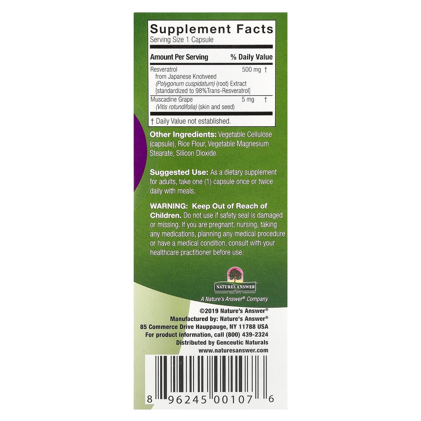 Genceutic Naturals, Wild & Pure™, Resveratrol+, 500 mg, 60 Vegetarian Capsules