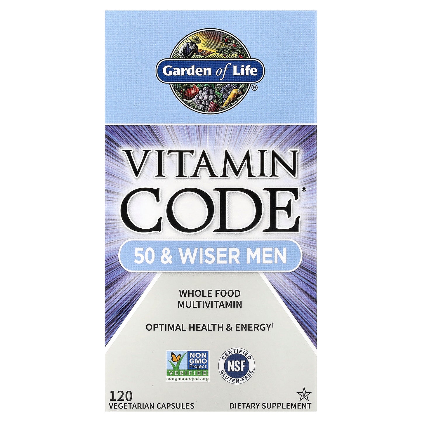 Garden of Life, Vitamin Code®, 50 & Wiser Men, Whole Food Multivitamin, 120 Vegetarian Capsules