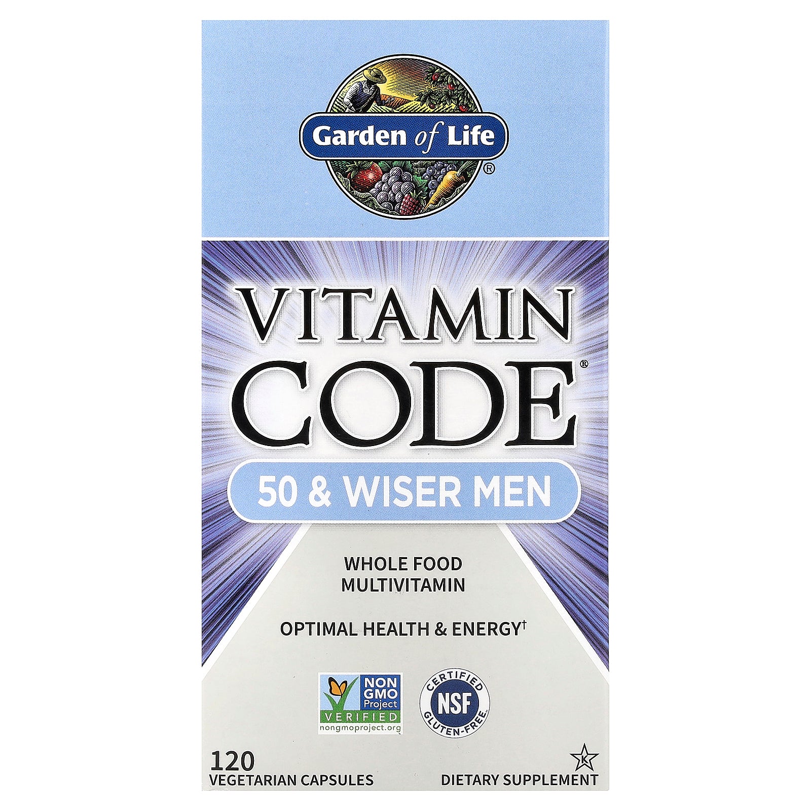 Garden of Life, Vitamin Code®, 50 & Wiser Men, Whole Food Multivitamin, 120 Vegetarian Capsules