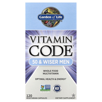 Garden of Life, Vitamin Code®, 50 & Wiser Men, Whole Food Multivitamin, 120 Vegetarian Capsules