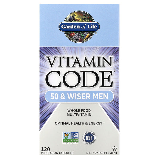 Garden of Life, Vitamin Code®, 50 & Wiser Men, Whole Food Multivitamin, 120 Vegetarian Capsules