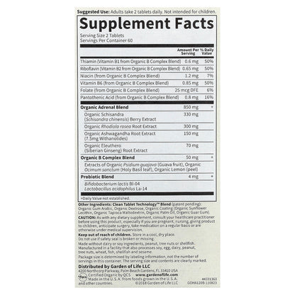Garden of Life, Organics, Adrenal, Daily Balance, 120 Vegan Tablets