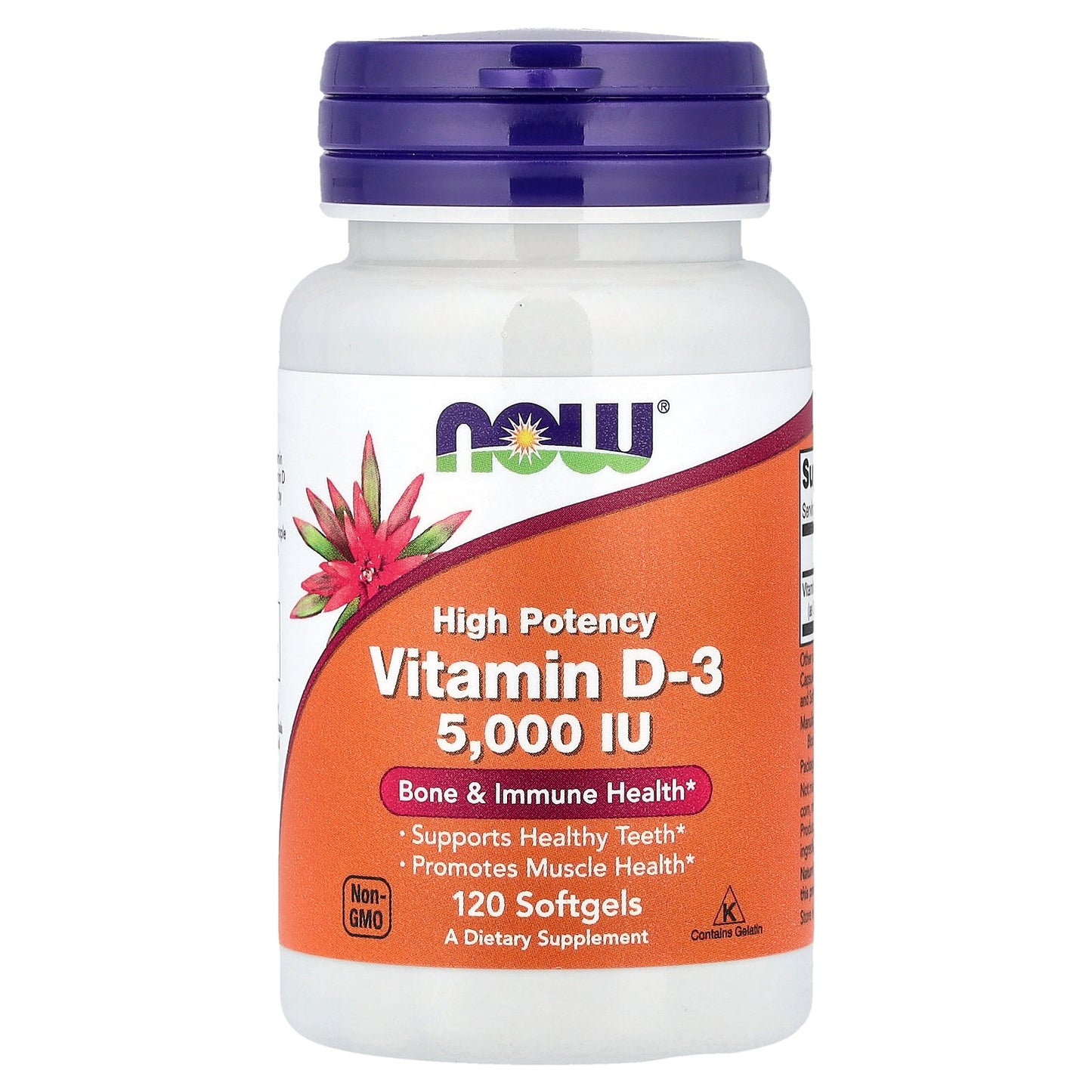 NOW Foods, Vitamin D-3, High Potency, 125 mcg (5,000 IU), 120 Softgels
