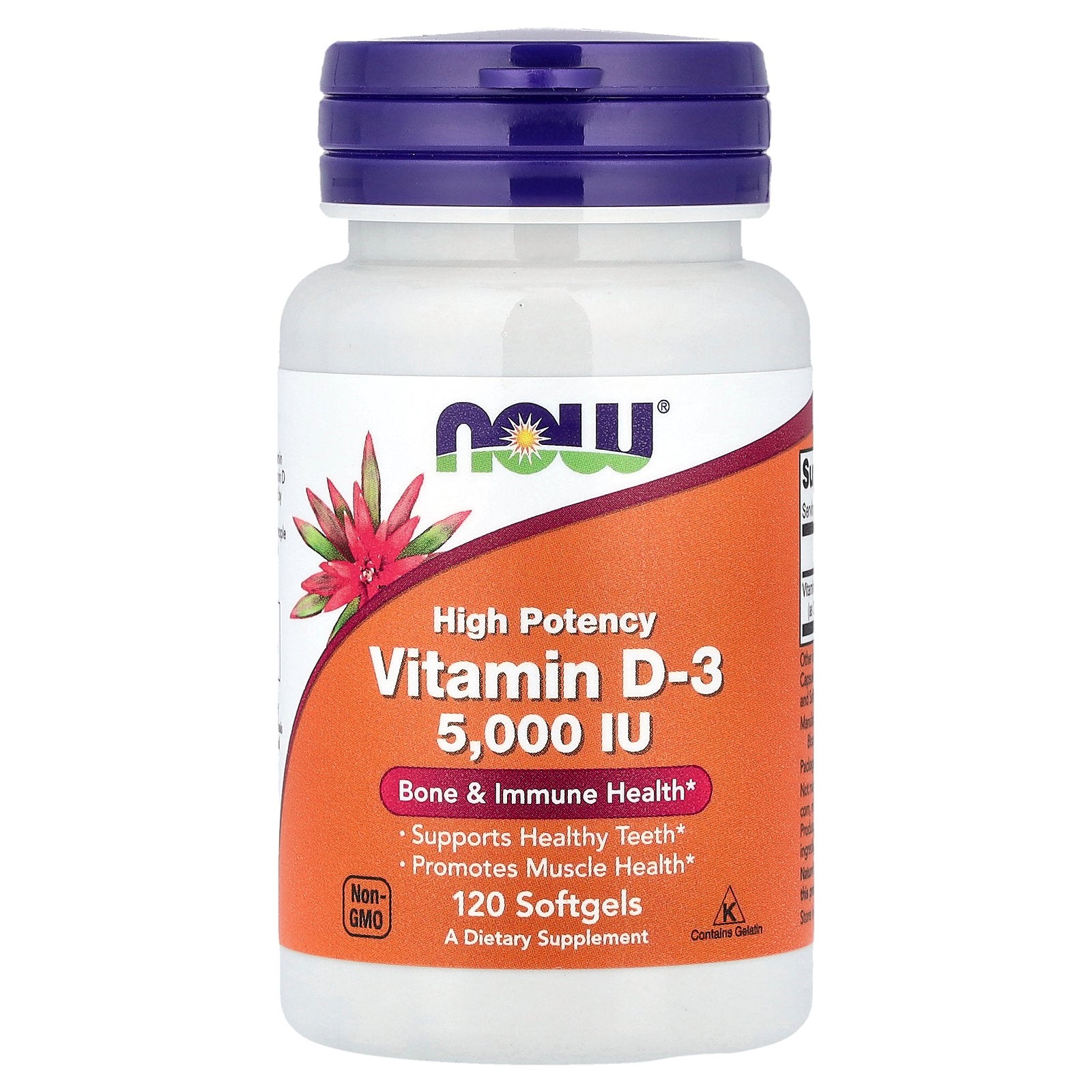 NOW Foods, Vitamin D-3, High Potency, 125 mcg (5,000 IU), 120 Softgels