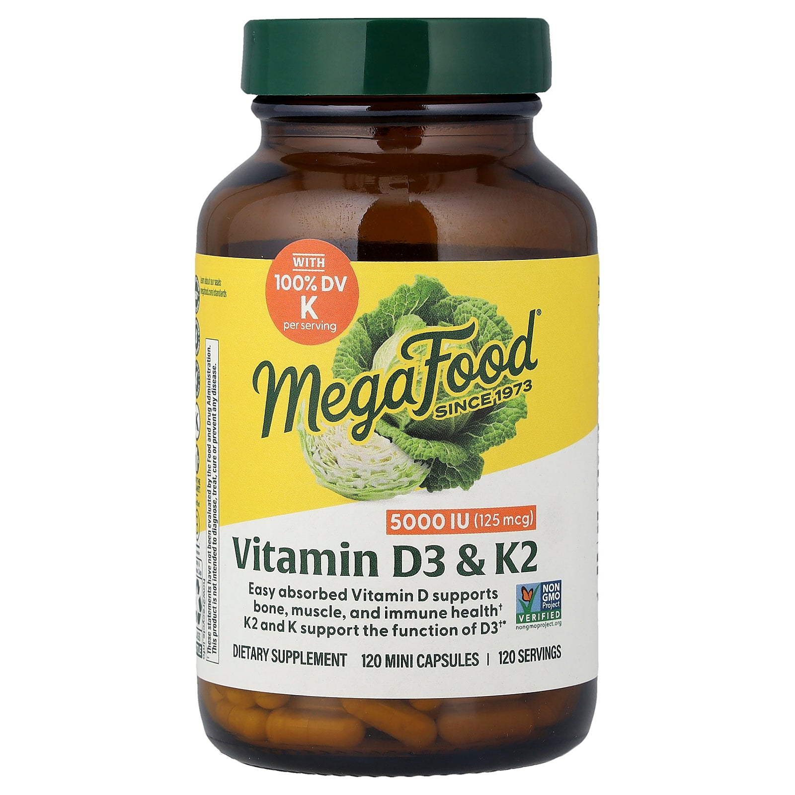 MegaFood, Vitamin D3 & K2, 120 Mini Capsules