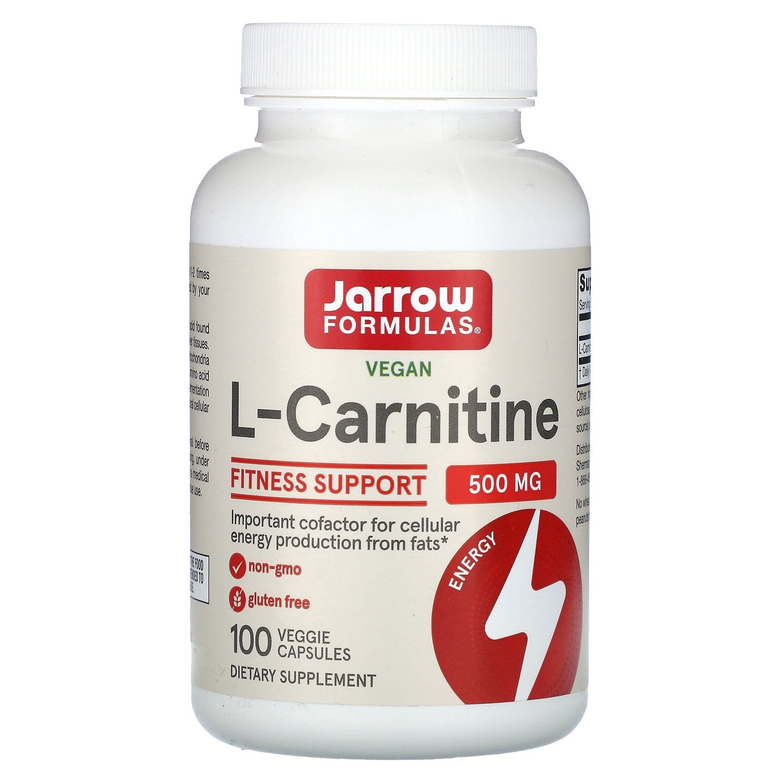 Jarrow Formulas, L-Carnitine, 500 mg, 100 Veggie Capsules